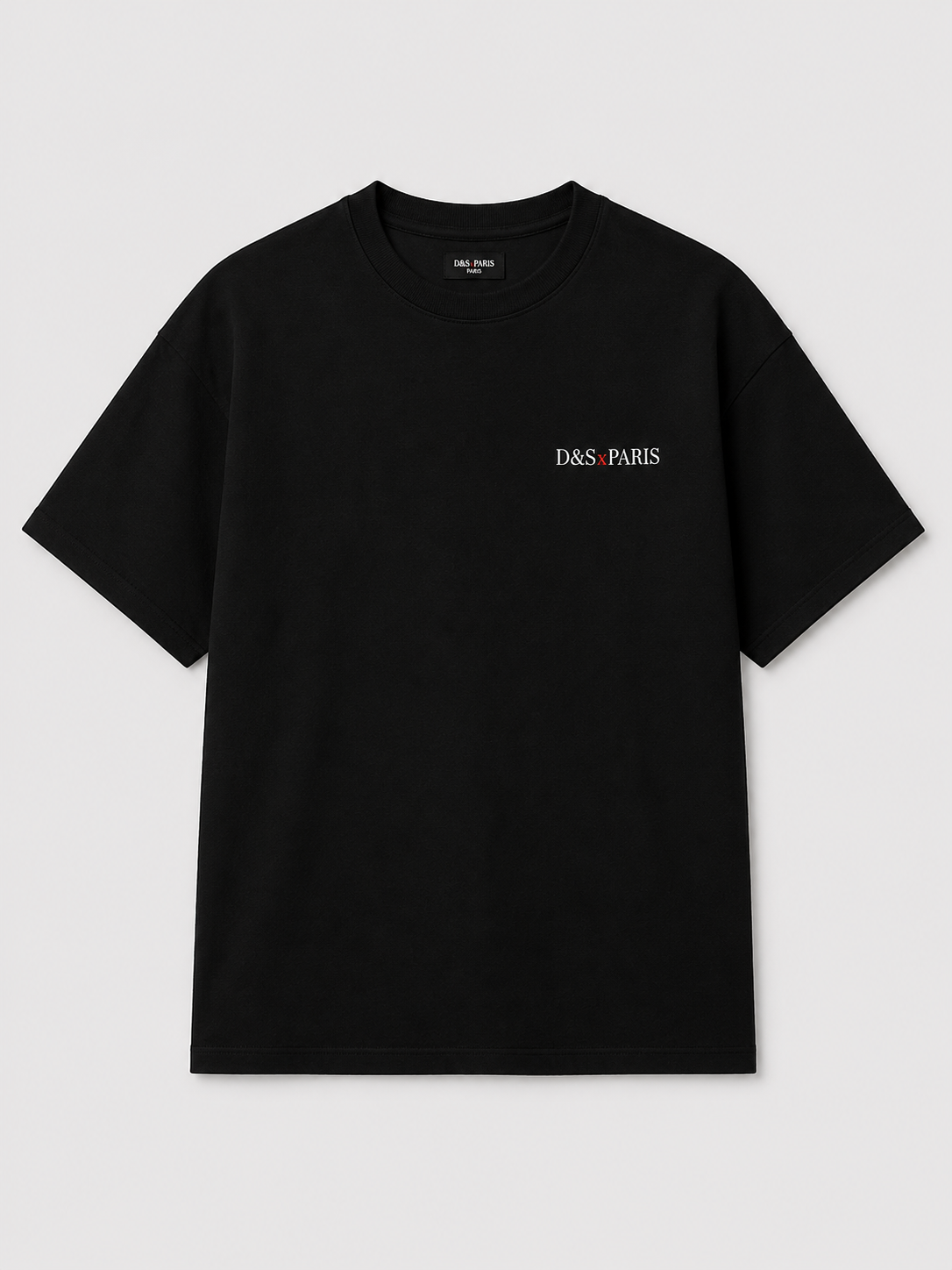 T-Shirt Oversize Black D&SxPARIS - T-shirt oversize noir logo brodé streetwear Paris